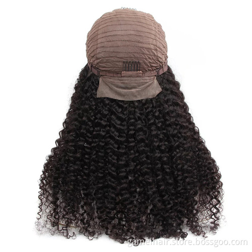 Virgin Mongolian Human Hair Transparent Lace Frontal Wig Pre Plucked Kinky Curly Full HD Swiss Lace Closure Wig For Black Women